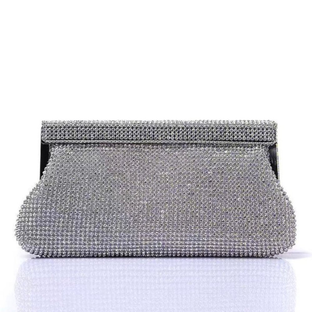 Silver Rhinestone Clutch Evening Bag